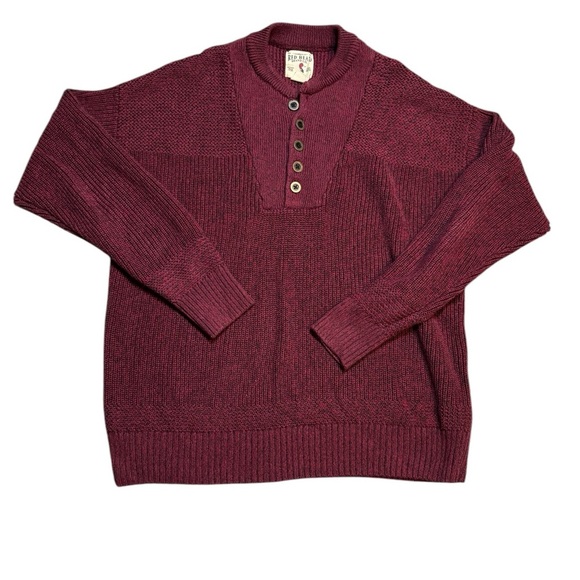 🧶 RedHead Men’s 5-Button Burgundy Henley Sweater XL USA Made 🔥 🧵 - Picture 1 of 3